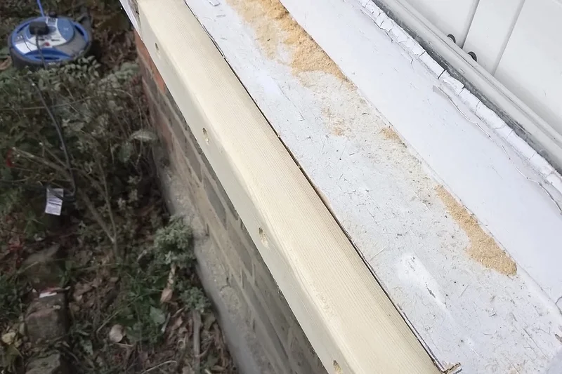 New window sill timber being fitted alongside original during replacement — Mitchell Hunter Handyman, Whitstable | mitchhandyman.co.uk