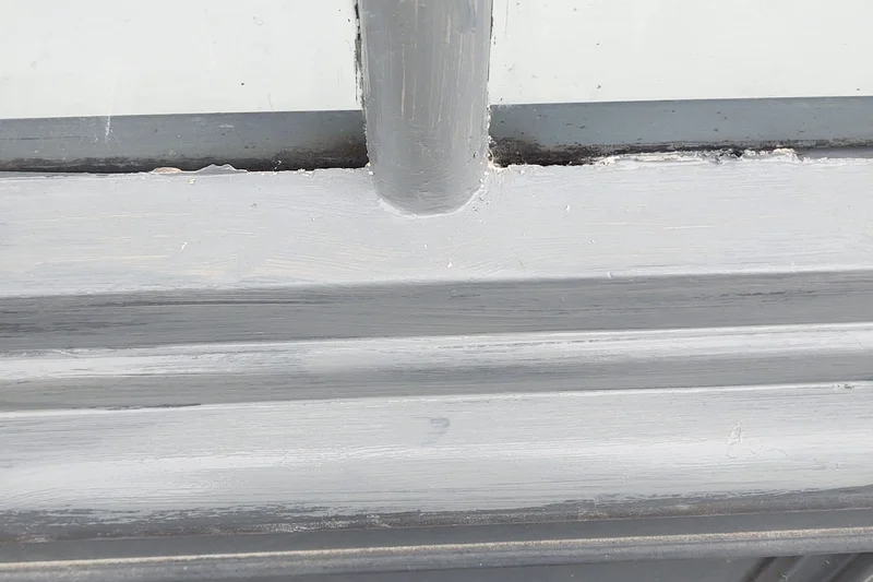 Fence post base repaired and repainted after rot removal — Mitchell Hunter Handyman, Swalecliffe | mitchhandyman.co.uk