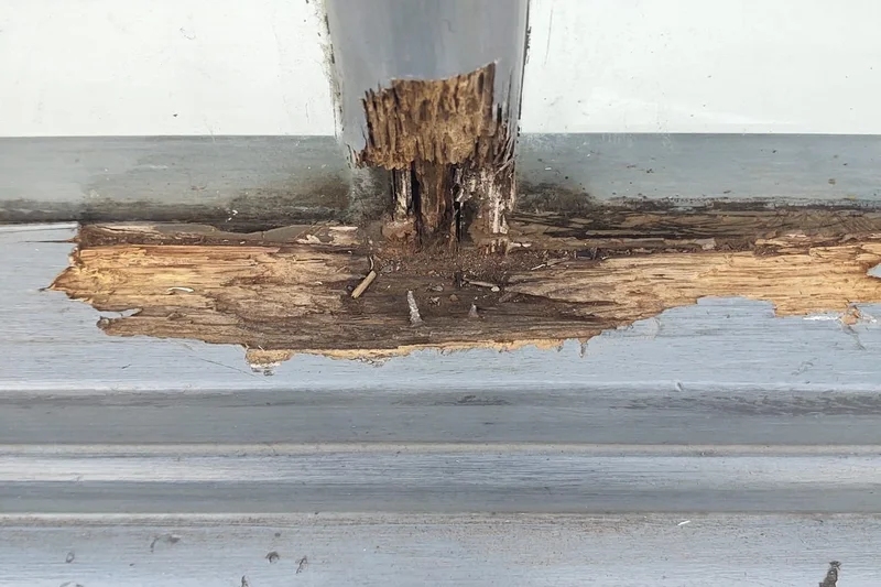 Severe rot at fence post base before repair — Mitchell Hunter Handyman, Swalecliffe | mitchhandyman.co.uk