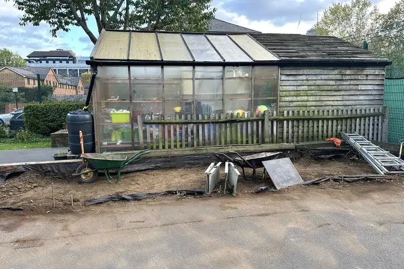 Garden clearance Herne Bay — path slabs positioned and levelled on compacted base with correct fall for drainage clean finish | mitchhandyman.co.uk